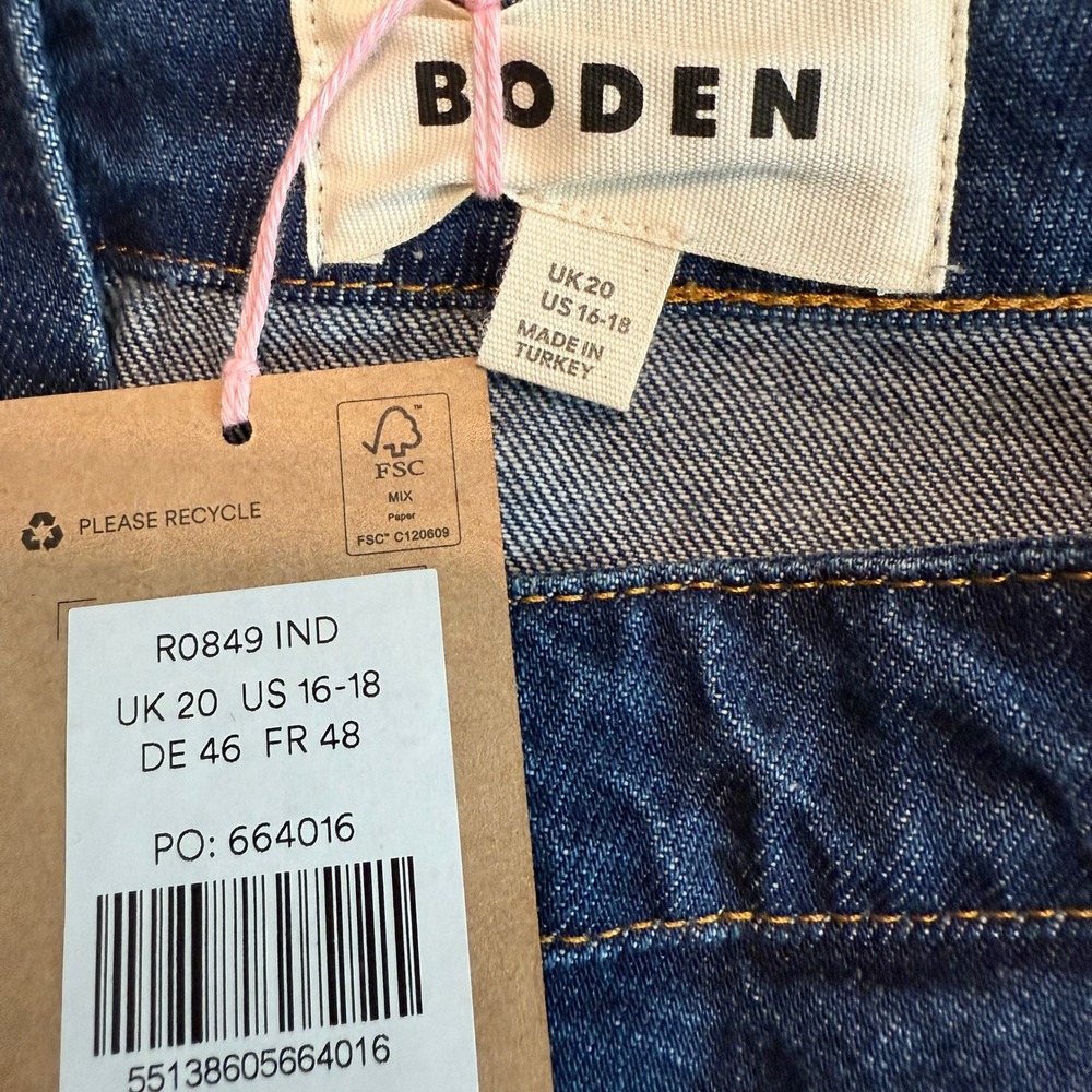 Boden Denim Midi Skirt Pleated Dark Wash Full A-Line Zipper Women US 16-18 - Picture 4 of 9
